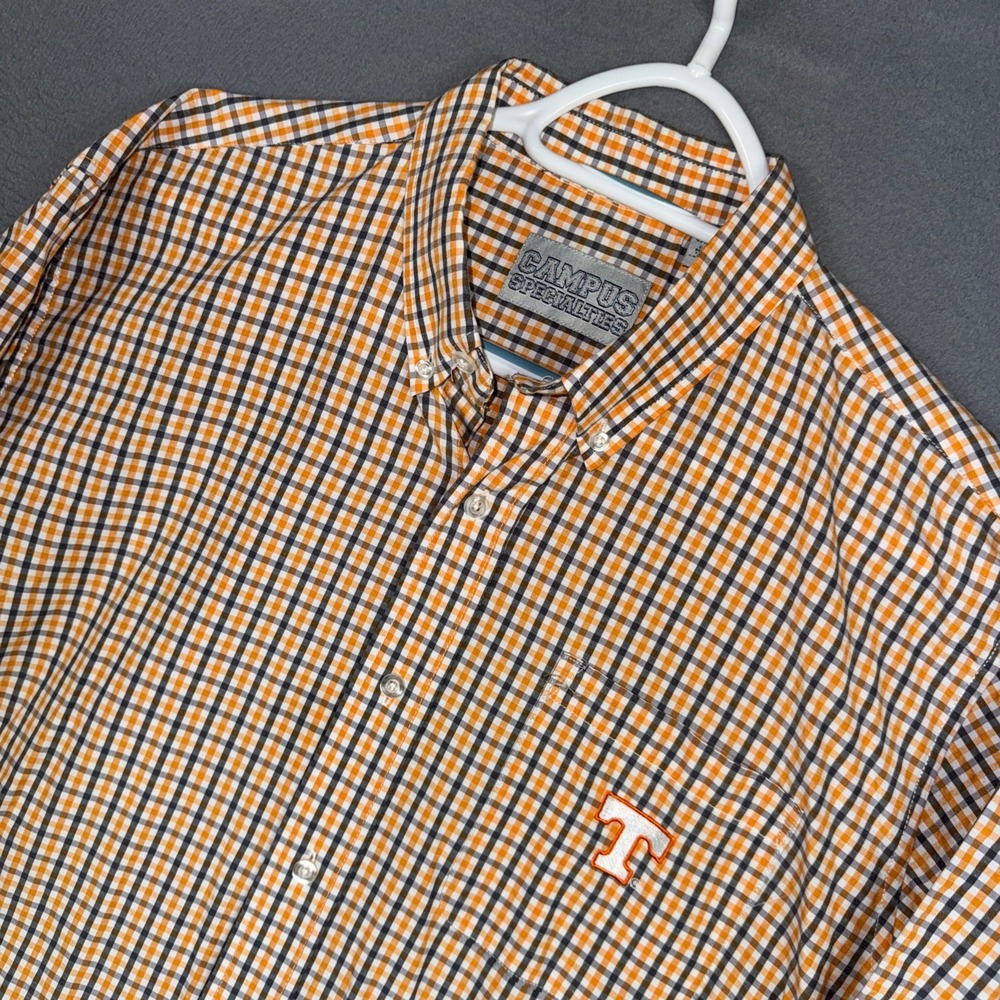 Campus Specialties Shirt Mens Large Orange Plaid Tennessee Volunteers Button